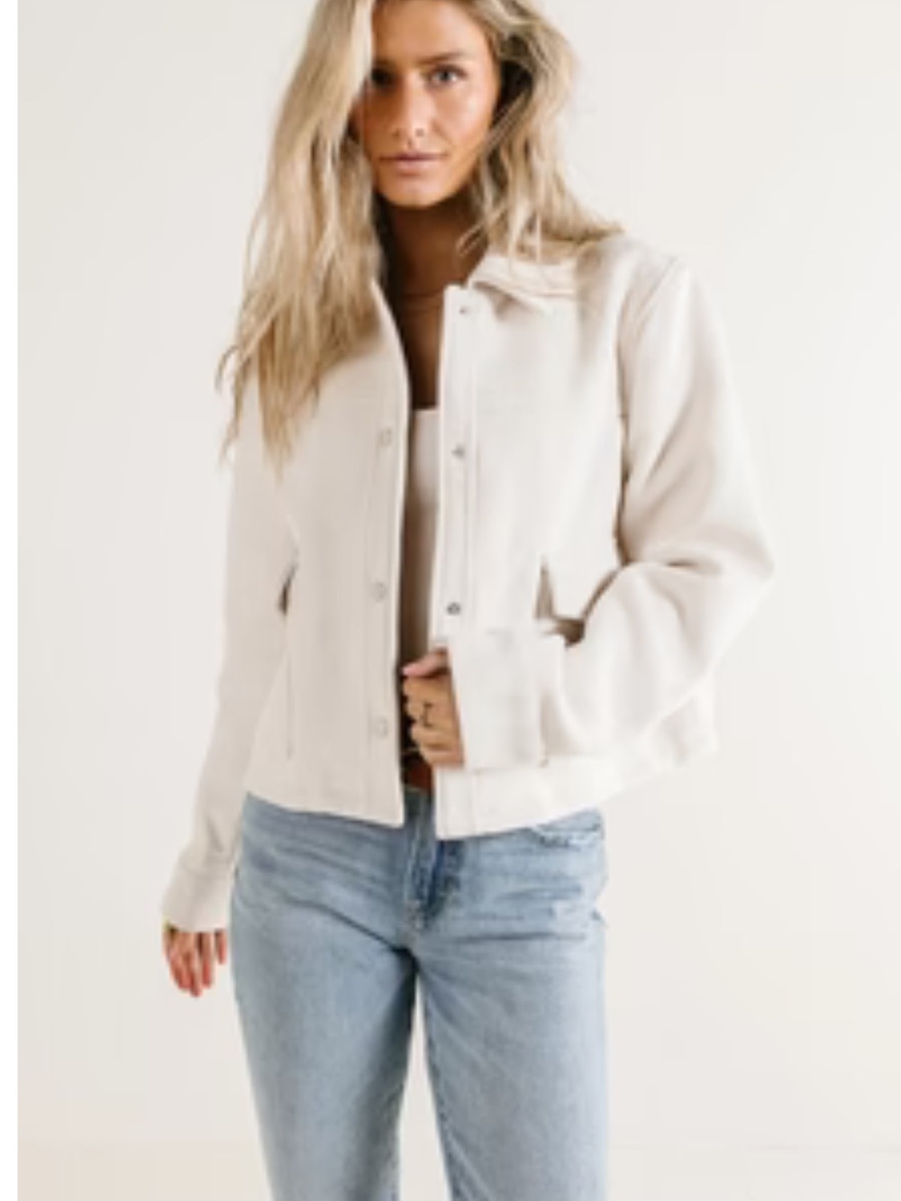 Bohme Cropped Cream Wool Blend Jacket - Nina
